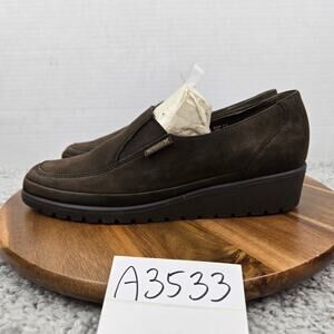 Mephisto Womens 9 Bertrane Brown Nubuck Leather Mini Wedge Casual Comfort Shoe